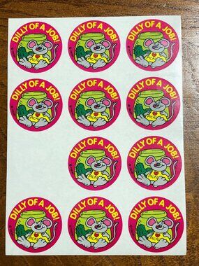 Vintage 1980s Trend Scratch N Sniff Sticker Sheet Dilly Of A Job! Pickle Scent